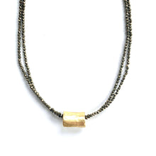 Load image into Gallery viewer, EG Barrel on Double Pyrite Beaded Necklace