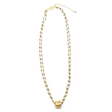 Load image into Gallery viewer, EG Small Gold Barrel on Double Pyrite Necklace