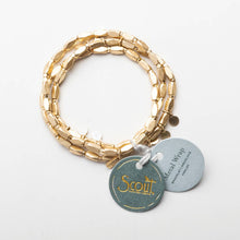 Load image into Gallery viewer, Metal Wrap - Timeless/Blue Howlite/Gold