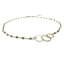 Load image into Gallery viewer, EG 3 Hoops on Pyrite Short Necklace