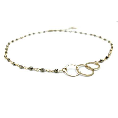 EG 3 Hoops on Pyrite Short Necklace