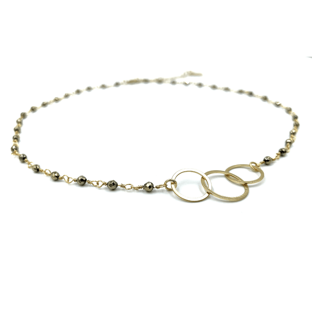 EG 3 Hoops on Pyrite Short Necklace