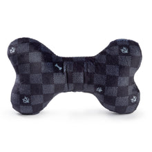 Load image into Gallery viewer, Black Checker Chewy Vuitton Bone Squeaker Dog Toy: Large