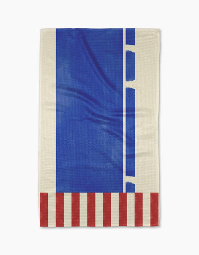 Geometry - Striped Heart Blue Tea Towel