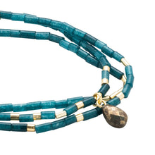 Load image into Gallery viewer, Teardrop Stone Wrap - Teal Jade/Pyrite/Gold - Stone of Dream