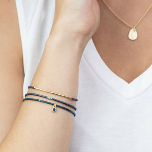 Tonal Chromacolor Miyuki Bracelet Trio - Navy/Gold