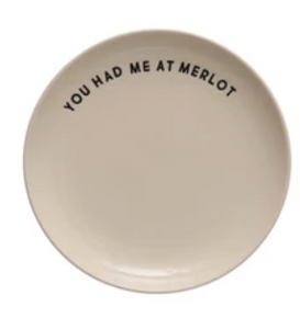 Wine Saying Stoneware Plate