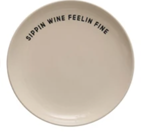 Wine Saying Stoneware Plate