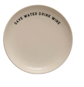 Wine Saying Stoneware Plate