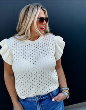 Load image into Gallery viewer, Casey Ruffle Sleeve Sweater Cream (Curvy)