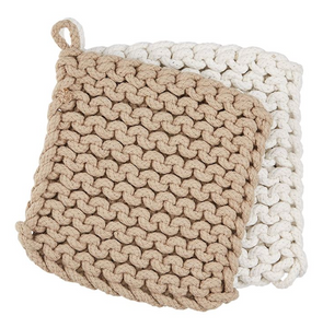 Crocheted Cream & Taupe Pot Holder