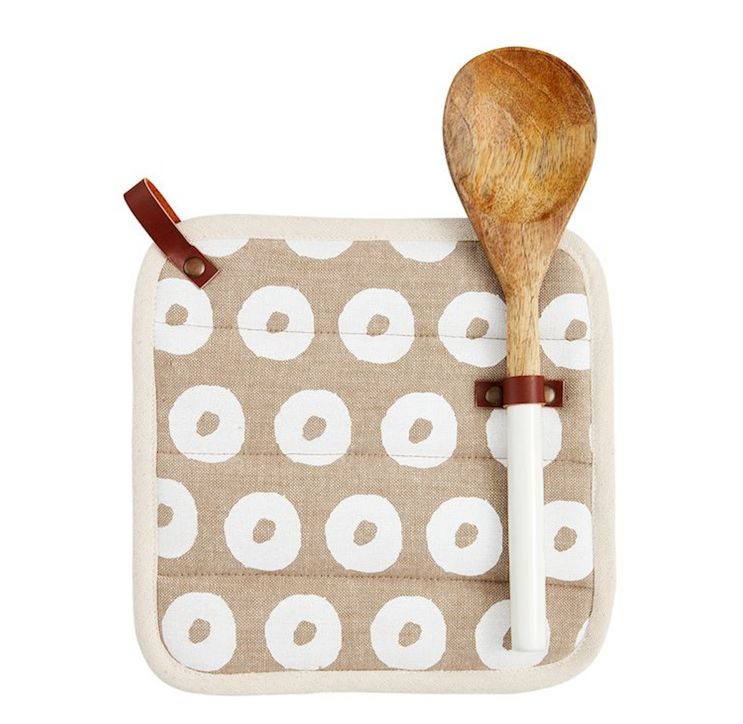 Chambray Dot Pot Holder & Spoon Set