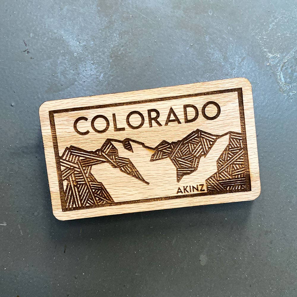 Colorado Mountain Wood Magnet