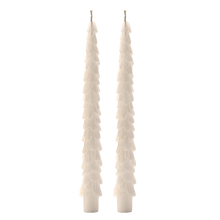 Load image into Gallery viewer, Cream Tree Taper Candles, Set of 2
