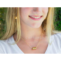 Load image into Gallery viewer, EG Barrel on Double Gold Paperclip Necklace