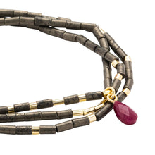 Load image into Gallery viewer, Teardrop Stone Wrap - Pyrite/Fuchsia/Gold - Positivity