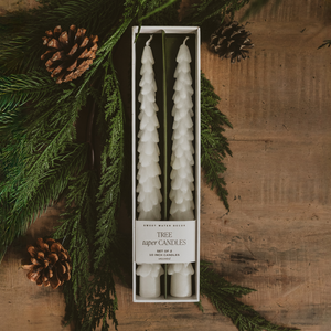 Cream Tree Taper Candles, Set of 2