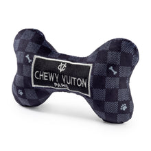 Load image into Gallery viewer, Black Checker Chewy Vuitton Bone Squeaker Dog Toy: Large