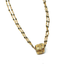 Load image into Gallery viewer, EG Small Gold Barrel on Double Pyrite Necklace