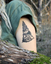 Load image into Gallery viewer, NatureTats - Mountain Camping Temporary Tattoo: 1-Pack