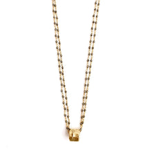 Load image into Gallery viewer, EG Small Gold Barrel on Double Pyrite Necklace