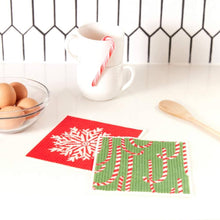 Load image into Gallery viewer, CANDY CANES blu Cloths Reusable Sponge-Cloth, Set of 2