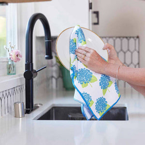 HYDRANGEA BLUE blu Kitchen Tea Towel