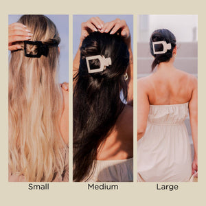 TELETIES - Square Flat Hair Clip | Med. | Blonde Tortoise