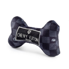 Load image into Gallery viewer, Black Checker Chewy Vuitton Bone Squeaker Dog Toy: Large