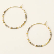 Load image into Gallery viewer, Chromacolor Miyuki Small Hoop - Pewter Multi/Gold