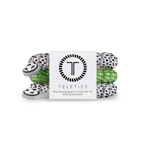 TELETIES - Spiral Hair Coils | Large | Soccer Hair Ties