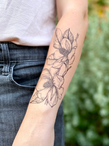 NatureTats - Magnolia Flower Temporary Tattoo: 1-Pack