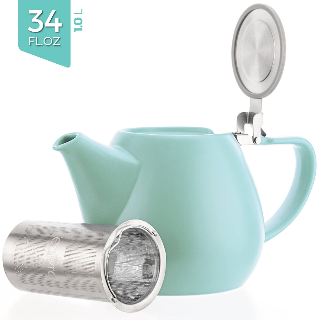 Turquoise Porcelain Teapot With Infuser 34oz