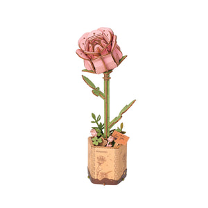 3D Wooden Flower Puzzle: Pink Rose