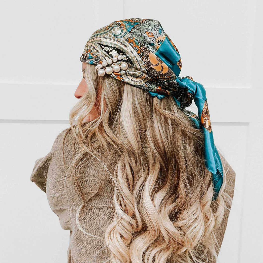 Milan Hair Scarf-Teal