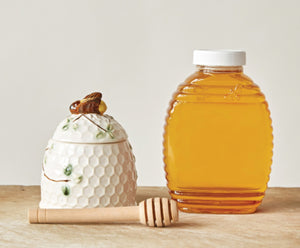 Hand-Painted Honey Jar with Honey Dipper